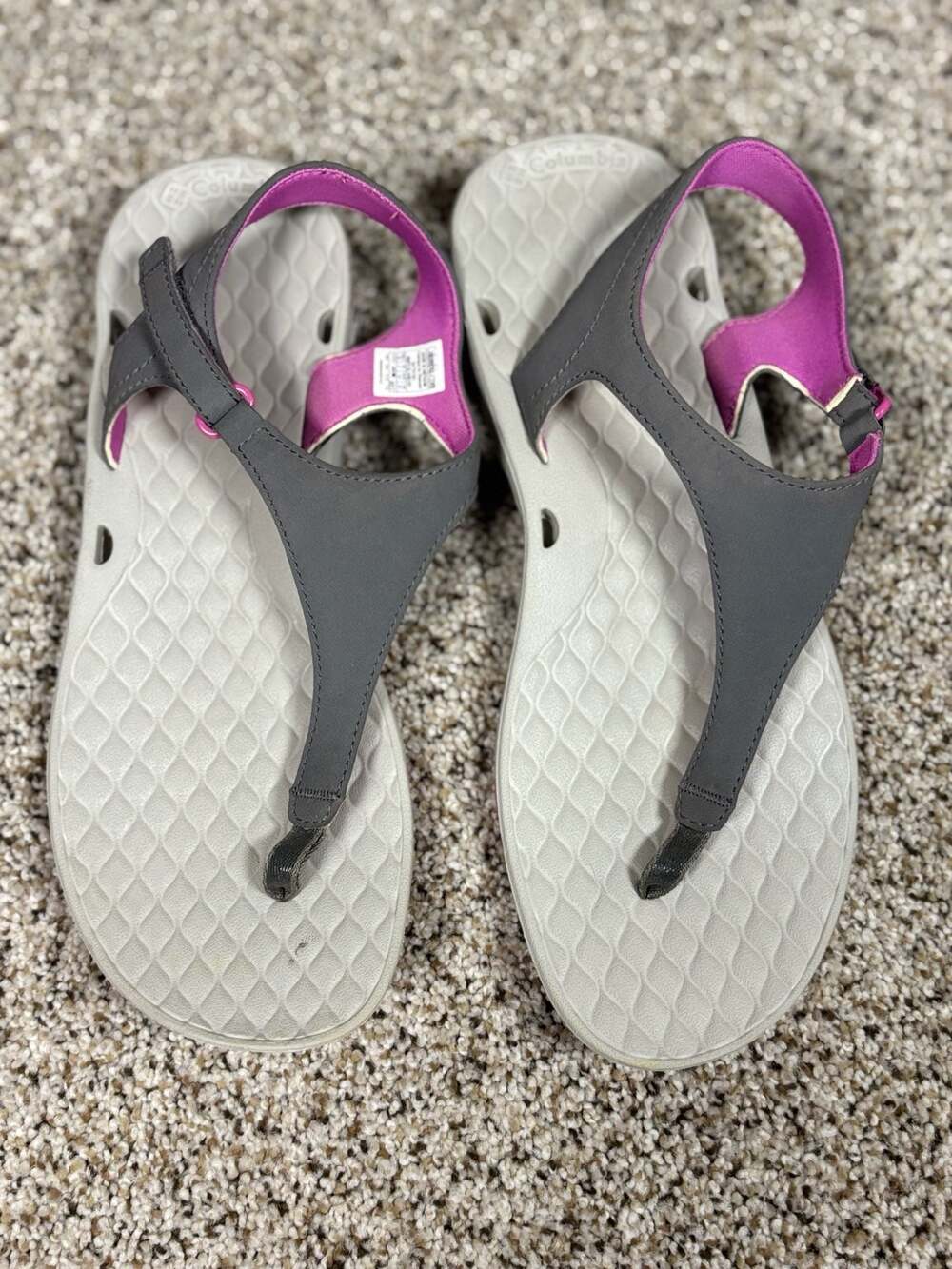 Columbia Women's Sunbreeze Vent Flip T PFG Gray Pink Ankle Strap Sandals Size 10